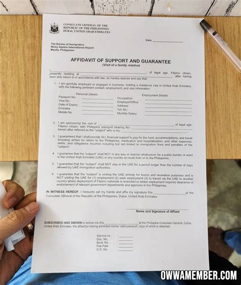 affidavit of support dubai appointment